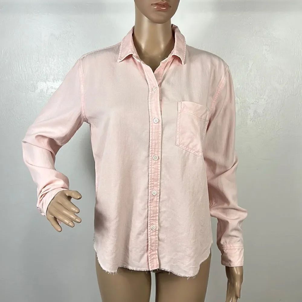 Rails Blush Acid Wash Long Sleeve Button Down Shirt Size S
